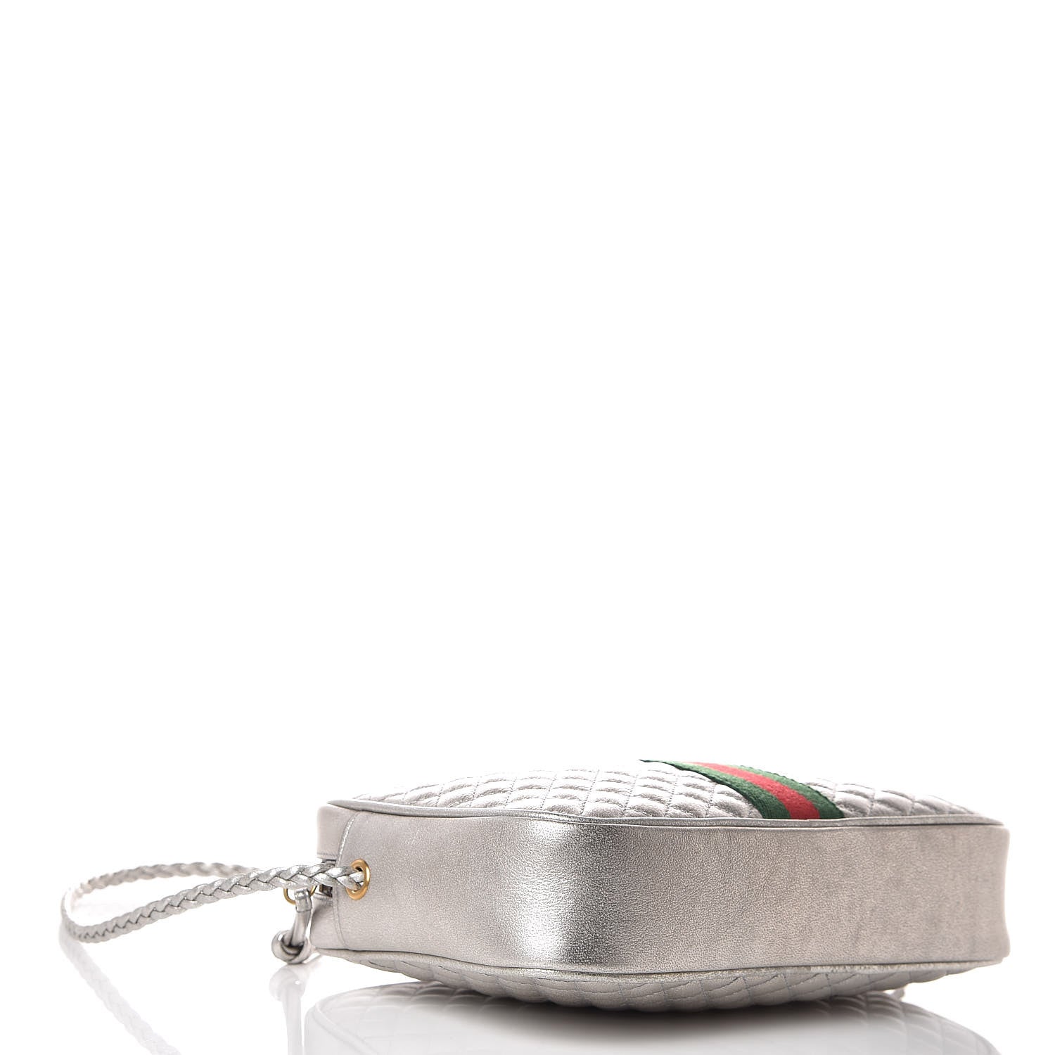 Gucci Laminated Nappa Web Trapuntata Small GG Shoulder Bag Argento 4 of 9