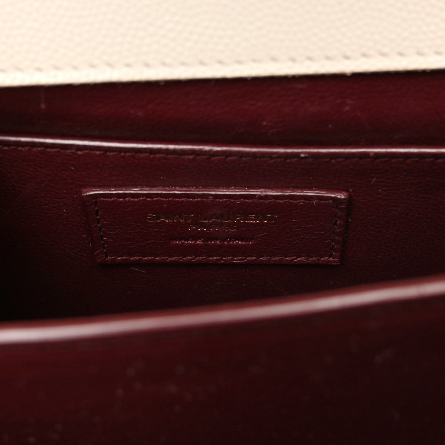 Smooth Calfskin Medium Classic Monogram Cassandra Top Handle Crema Soft Rouge Legion