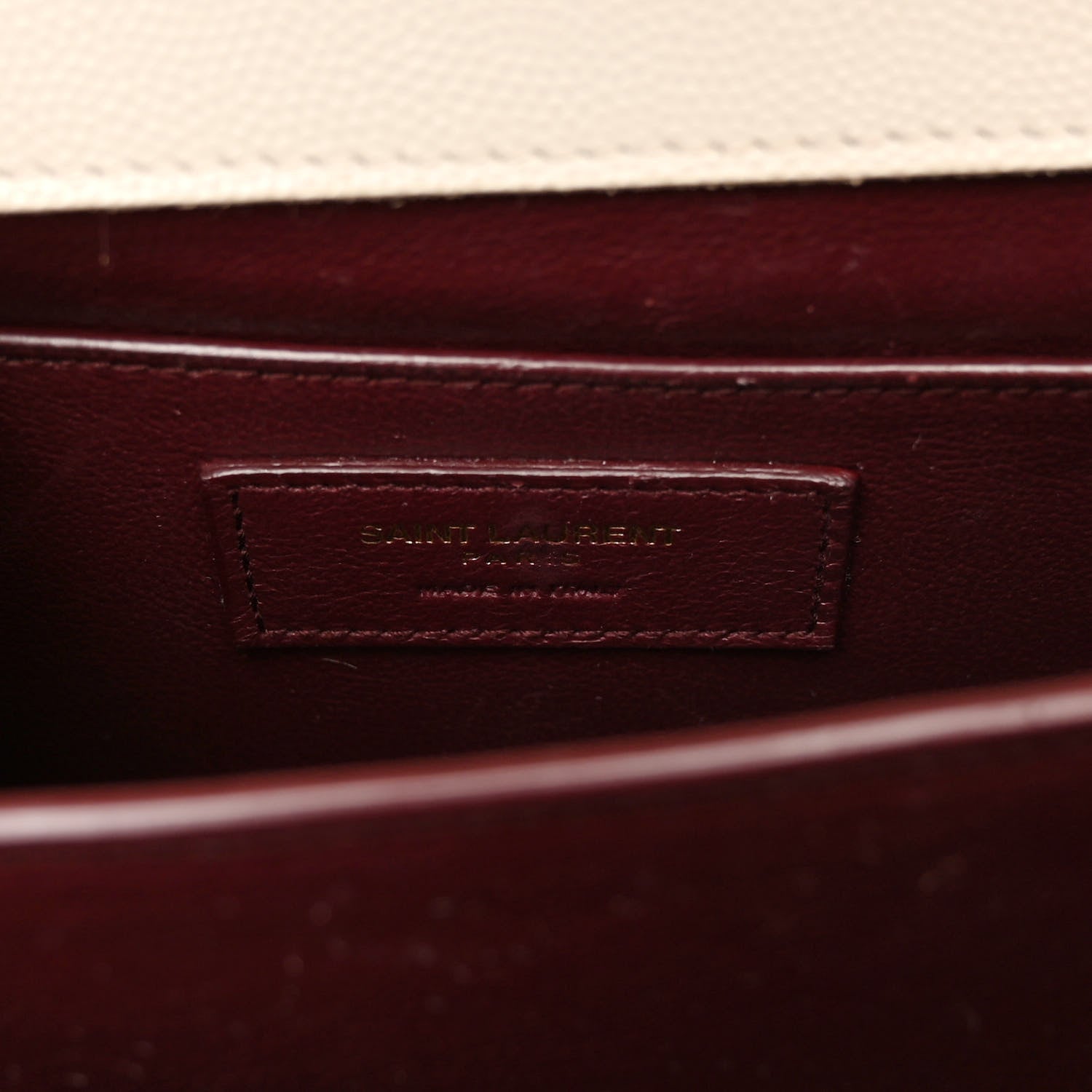 Saint Laurent Smooth Calfskin Medium Classic Monogram Cassandra Top Handle Crema Soft Rouge Legion 7 of 15