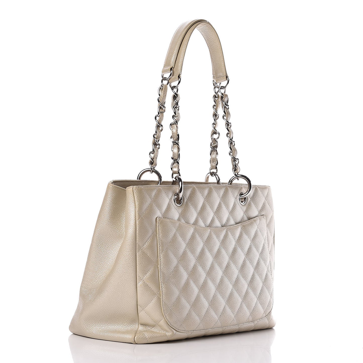 Caviar Quilted Grand Shopping Tote GST Pearl