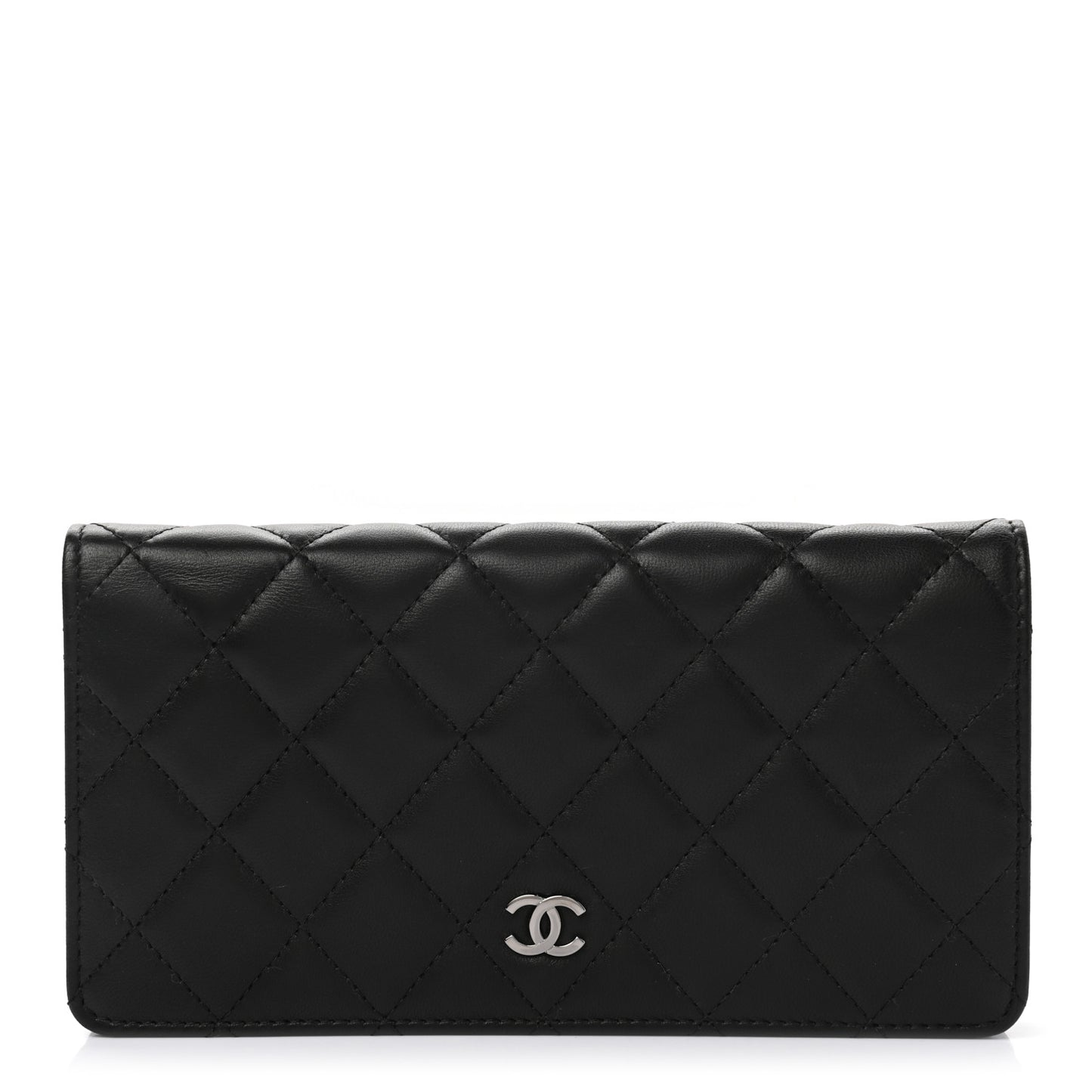 Lambskin Quilted Yen Wallet Black