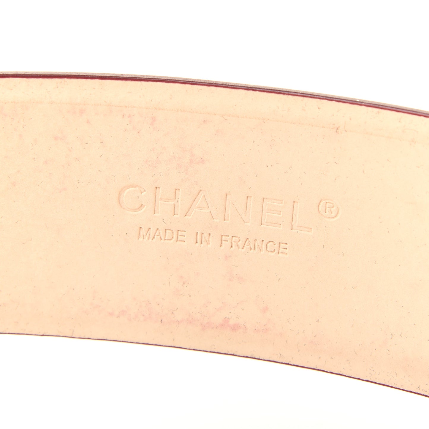 Patent Calfskin Camellia CC Belt 85 Red Gold