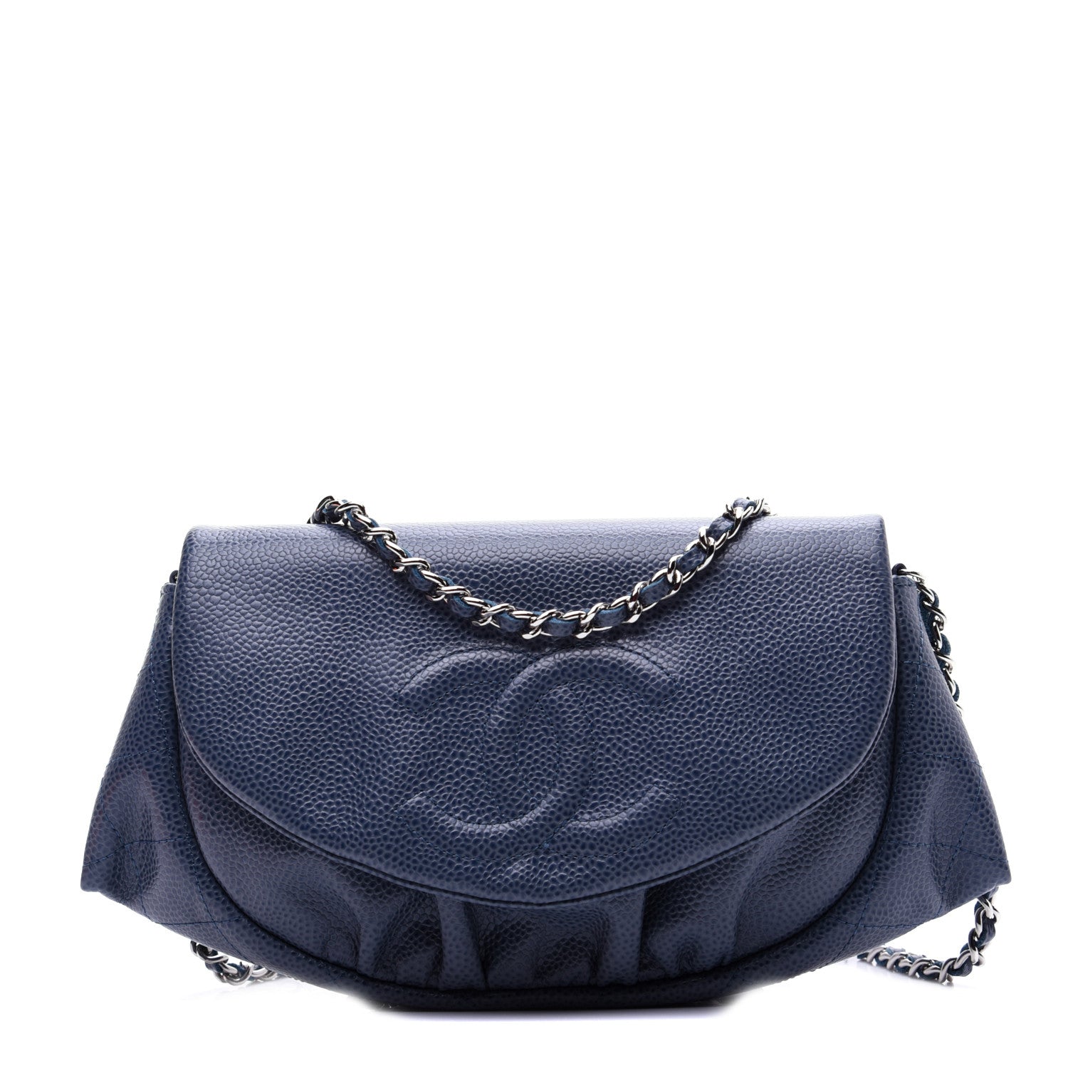 Chanel Caviar Half Moon Wallet On Chain WOC Blue 1 of 14
