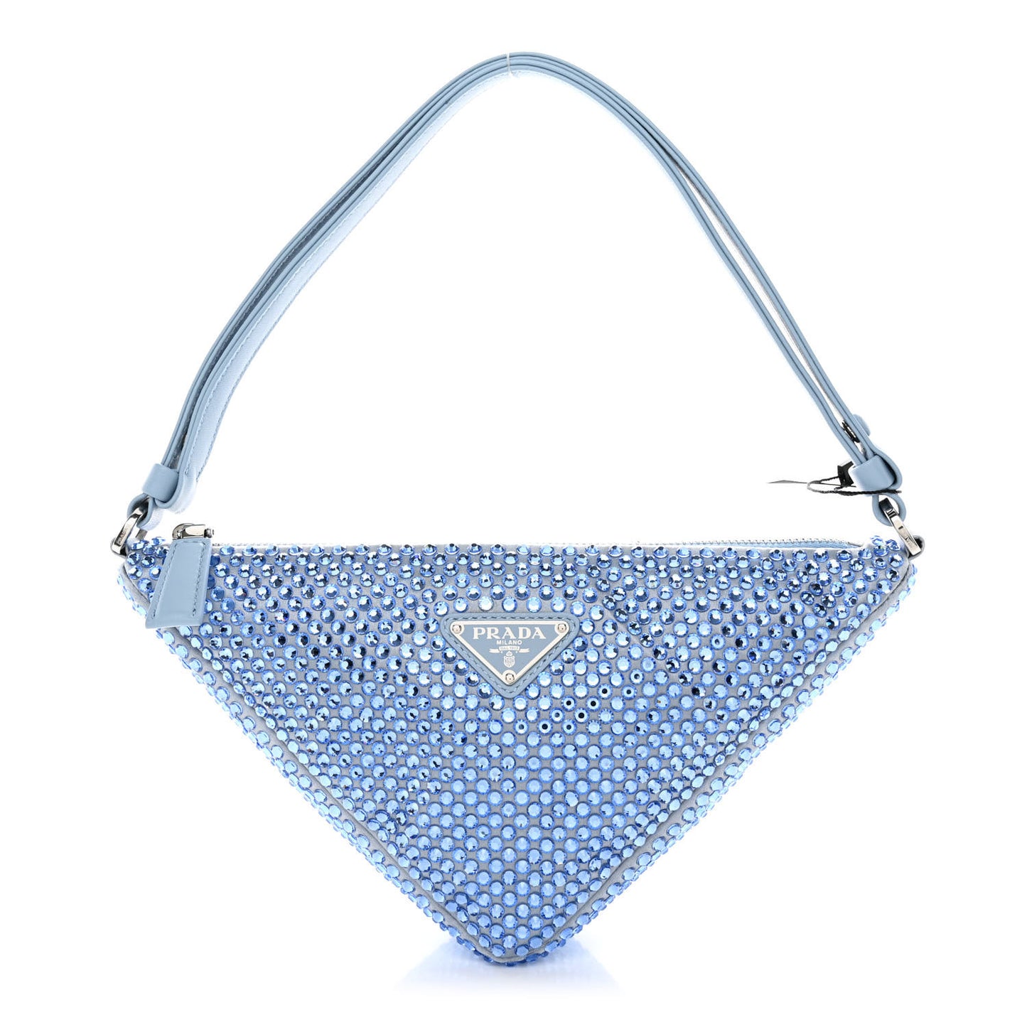 Satin Crystal Triangle Pouch Celeste