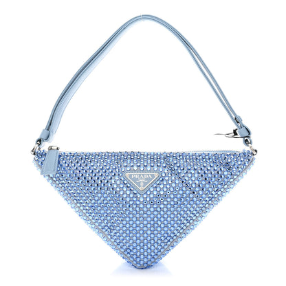 Prada Satin Crystal Triangle Pouch Celeste 1 of 10