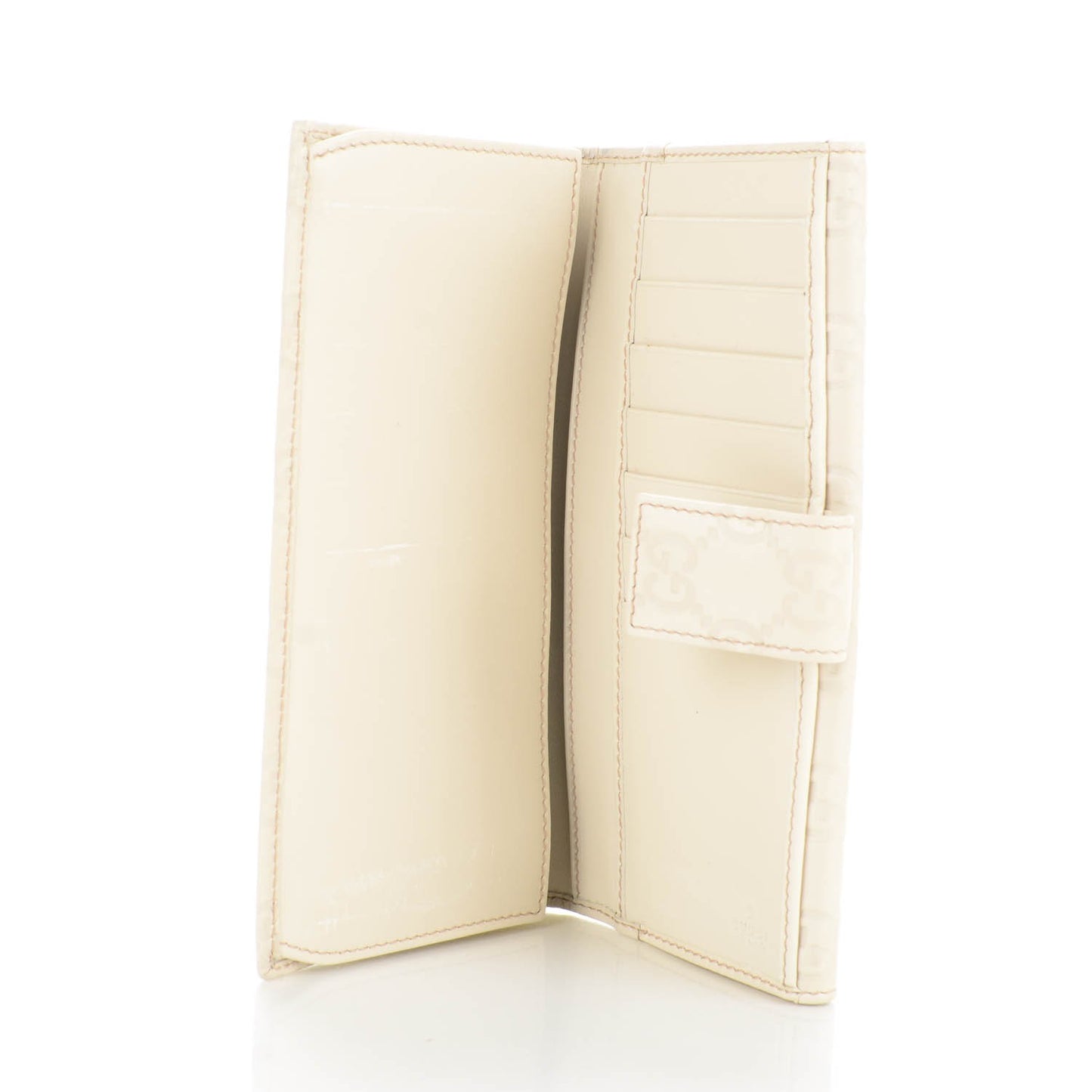 Guccissima Margaux Calfskin Metal Bar Continental Flap Wallet Mystic White