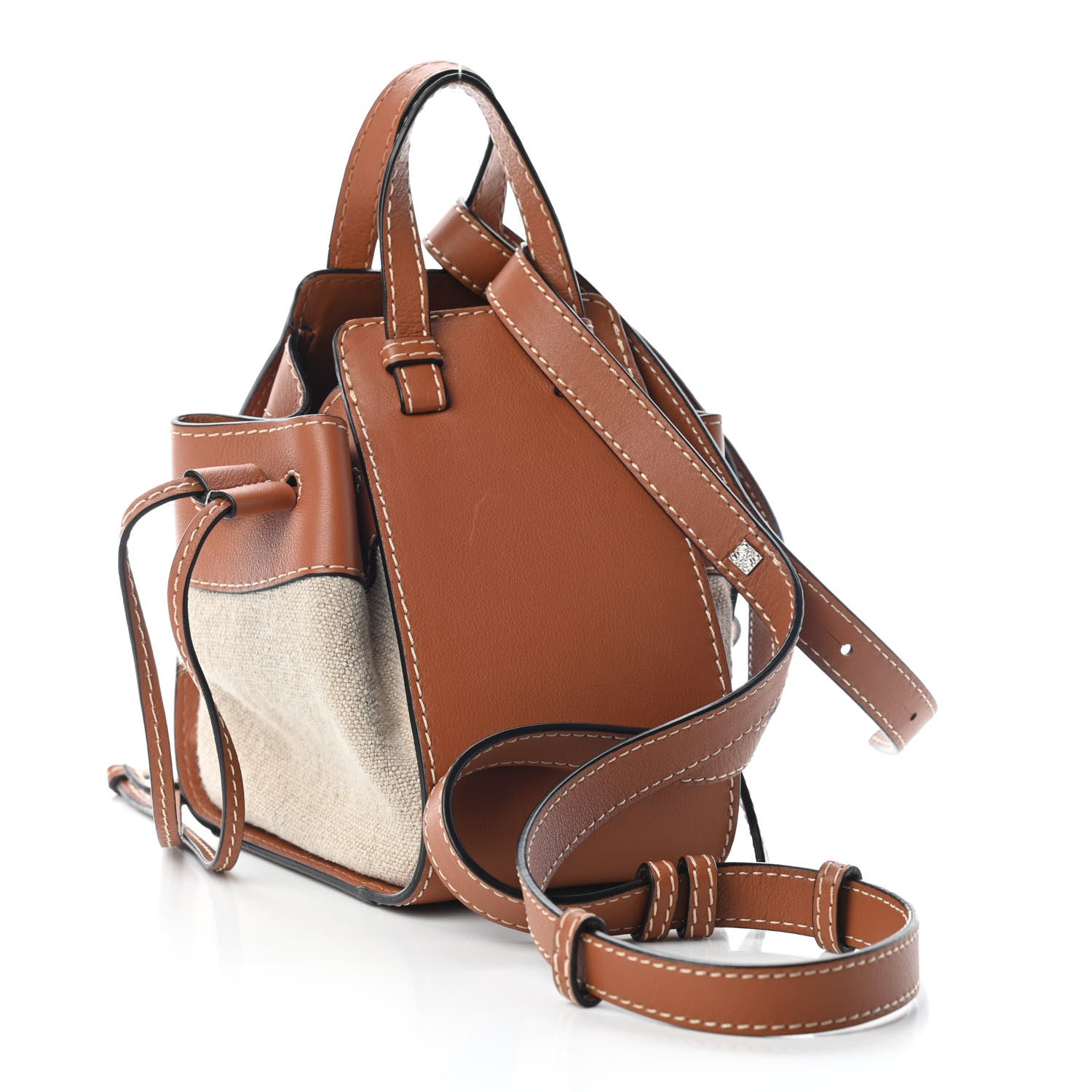 Loewe Calfskin Canvas Mini Hammock Shoulder Bag Natural Tan 3 of 8