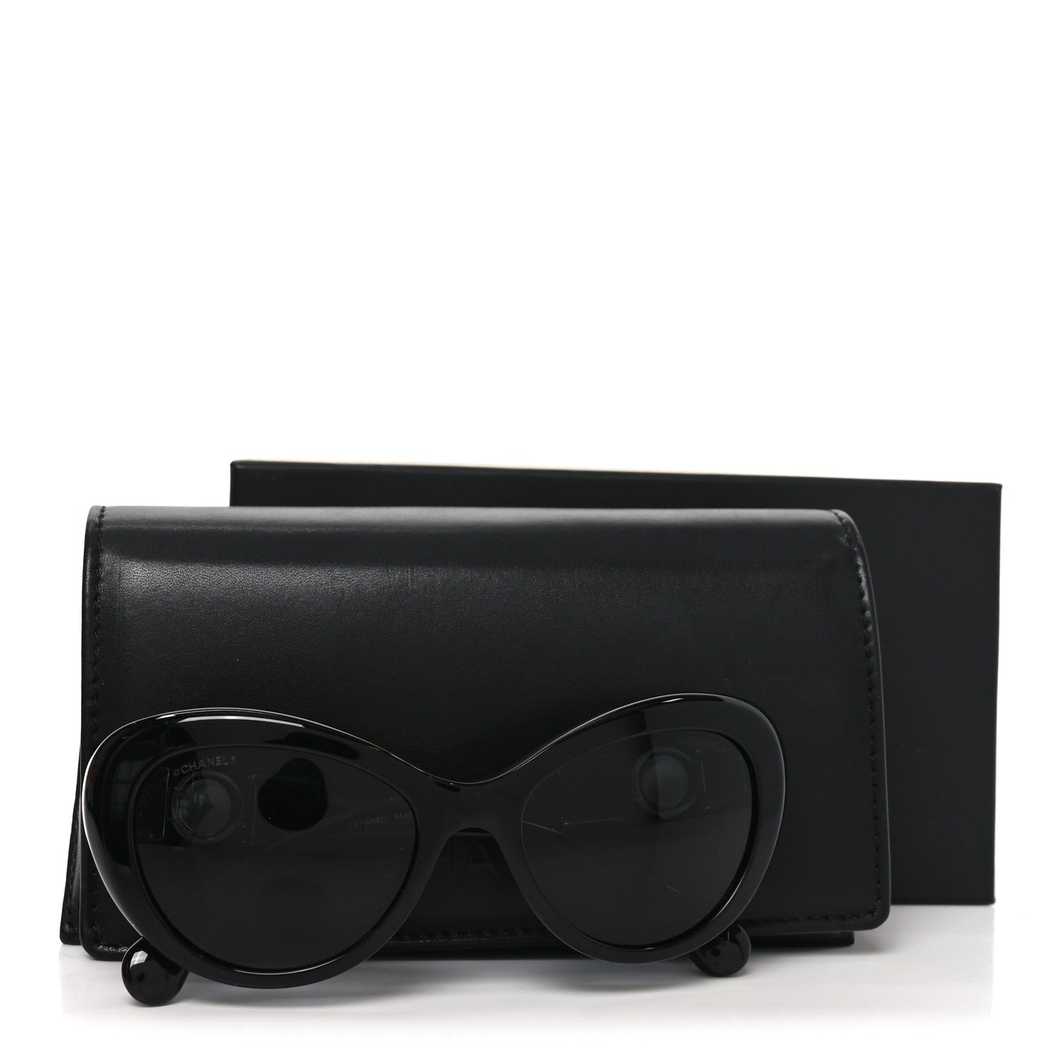 Chanel Acetate Glass Pearls Cat Eye Sunglasses 5443-H Black 7 of 7