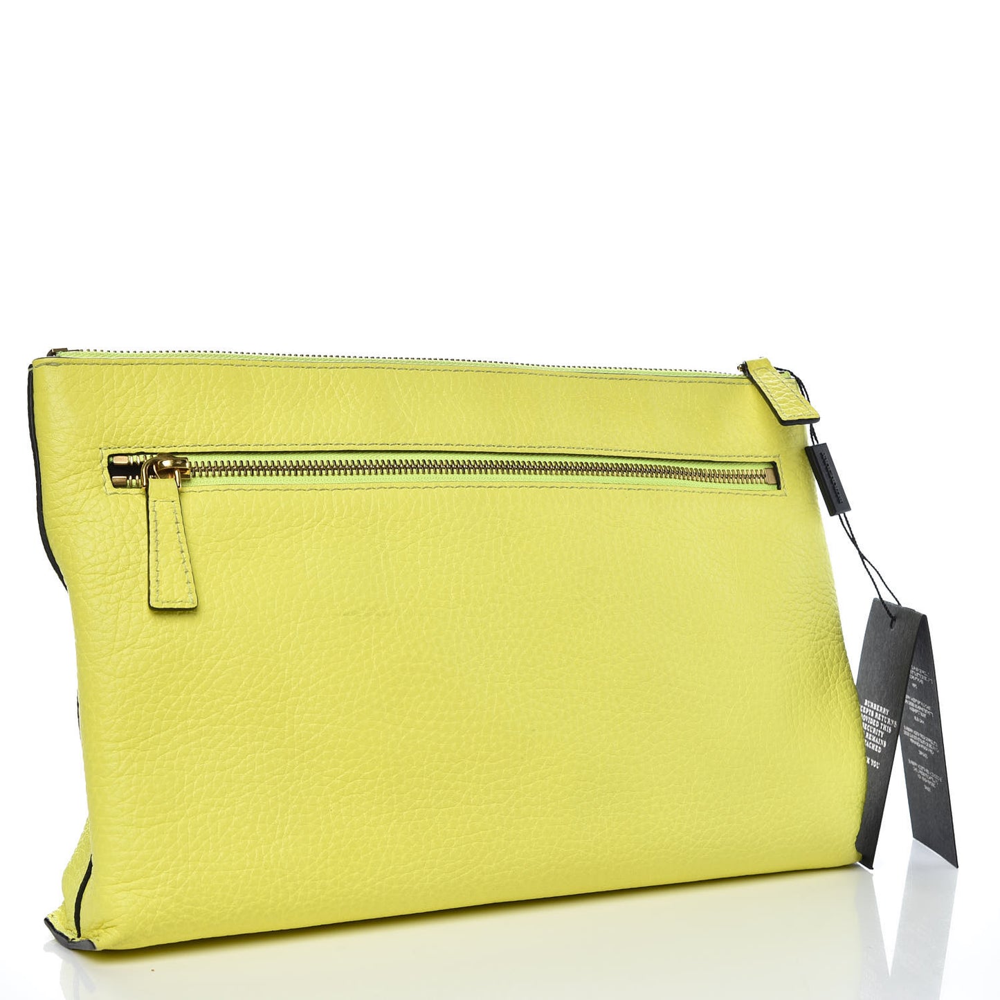 Soft Calfskin Large Duncan Zip Pouch Neon Yellow