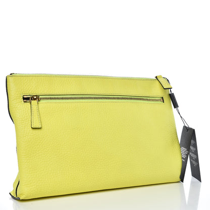 Burberry Soft Calfskin Large Duncan Zip Pouch Neon Yellow 3 of 11