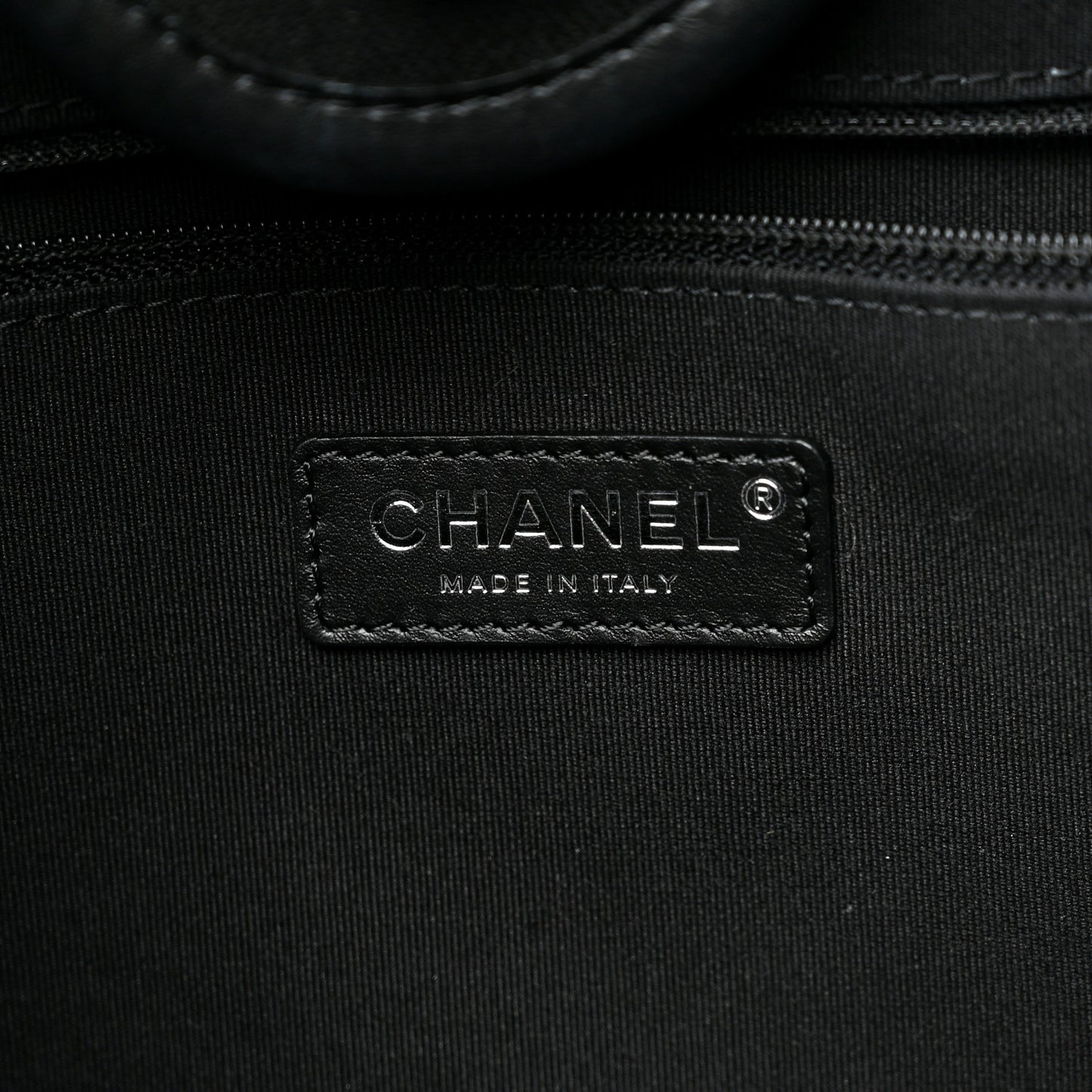 Canvas Calfskin Striped Medium Deauville Tote Black White