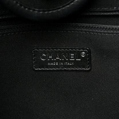 Chanel Canvas Calfskin Striped Medium Deauville Tote Black White 7 of 11