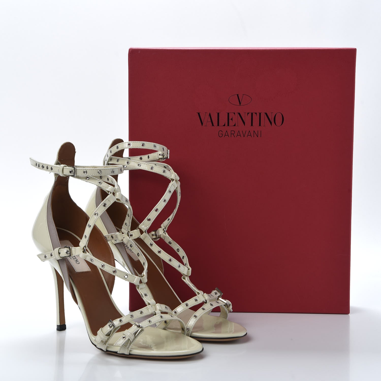 Valentino Garavani Patent Love Latch 100mm Sandals 38 Light Ivory Poudre 9 of 9