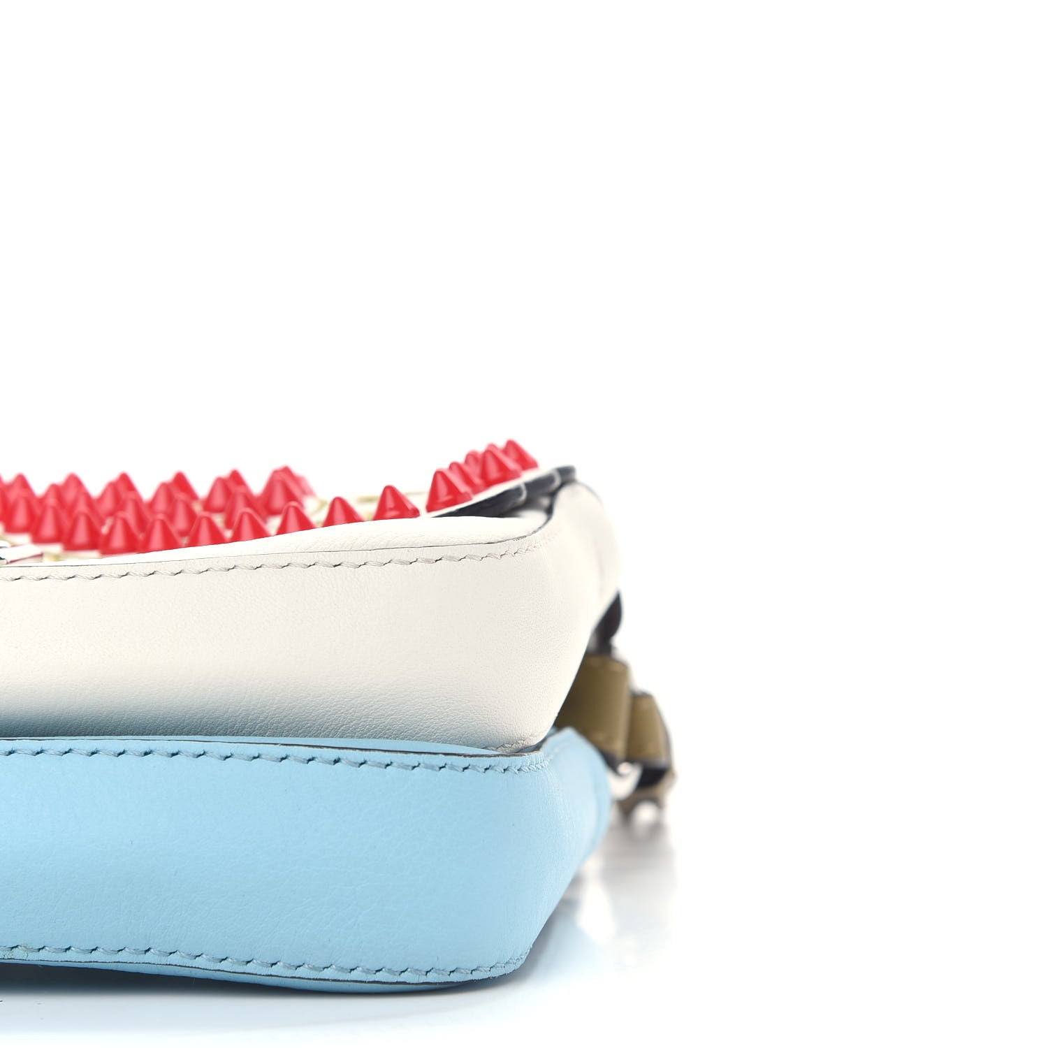 Fendi Vitello Dolce Flowers and Bows Bi-Color Scalloped Micro Double Baguette White Turchese Pallido Multicolor 8 of 8