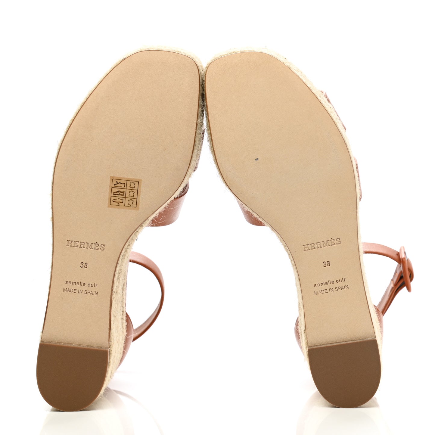 Goatskin Elda Espadrille Wedge Sandals 38 Marron Glaise