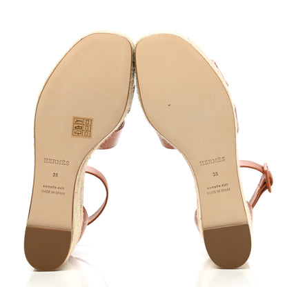 Hermes Goatskin Elda Espadrille Wedge Sandals 38 Marron Glaise 5 of 12
