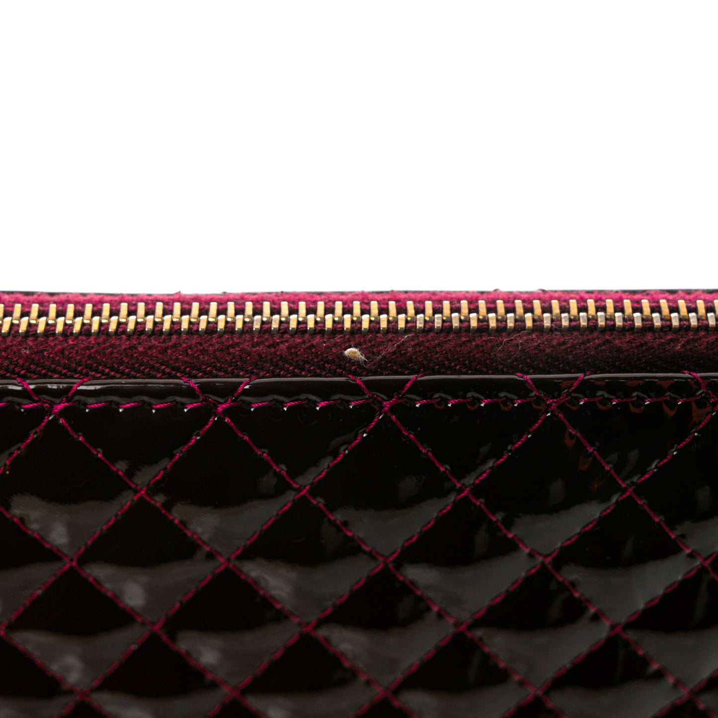 Patent Bi-Quilted Large Cosmetic Case Dark Red