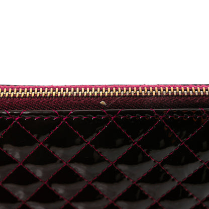 Chanel Patent Bi-Quilted Large Cosmetic Case Dark Red 7 of 8