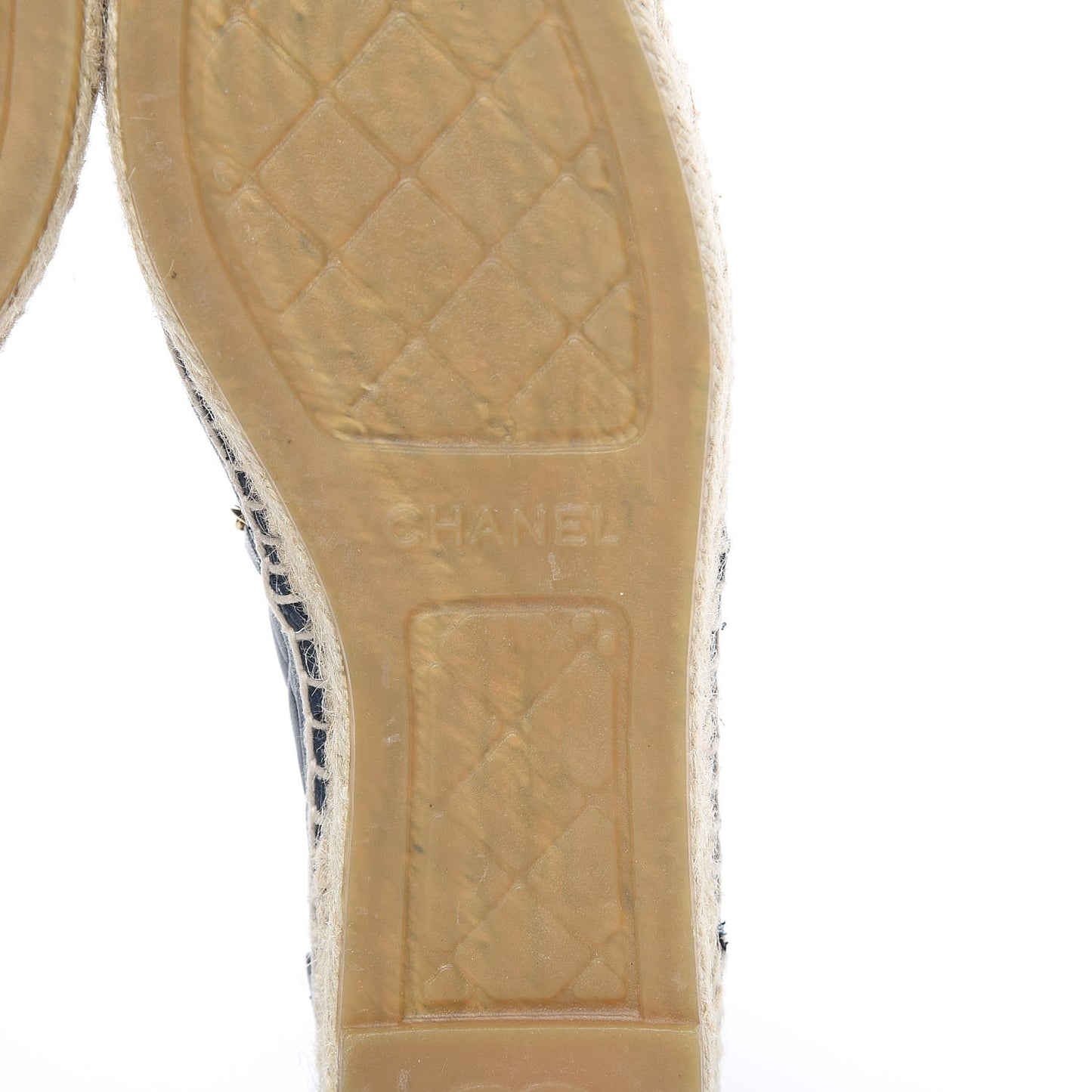 Lambskin Quilted CC Chain Espadrilles 38 Navy Black