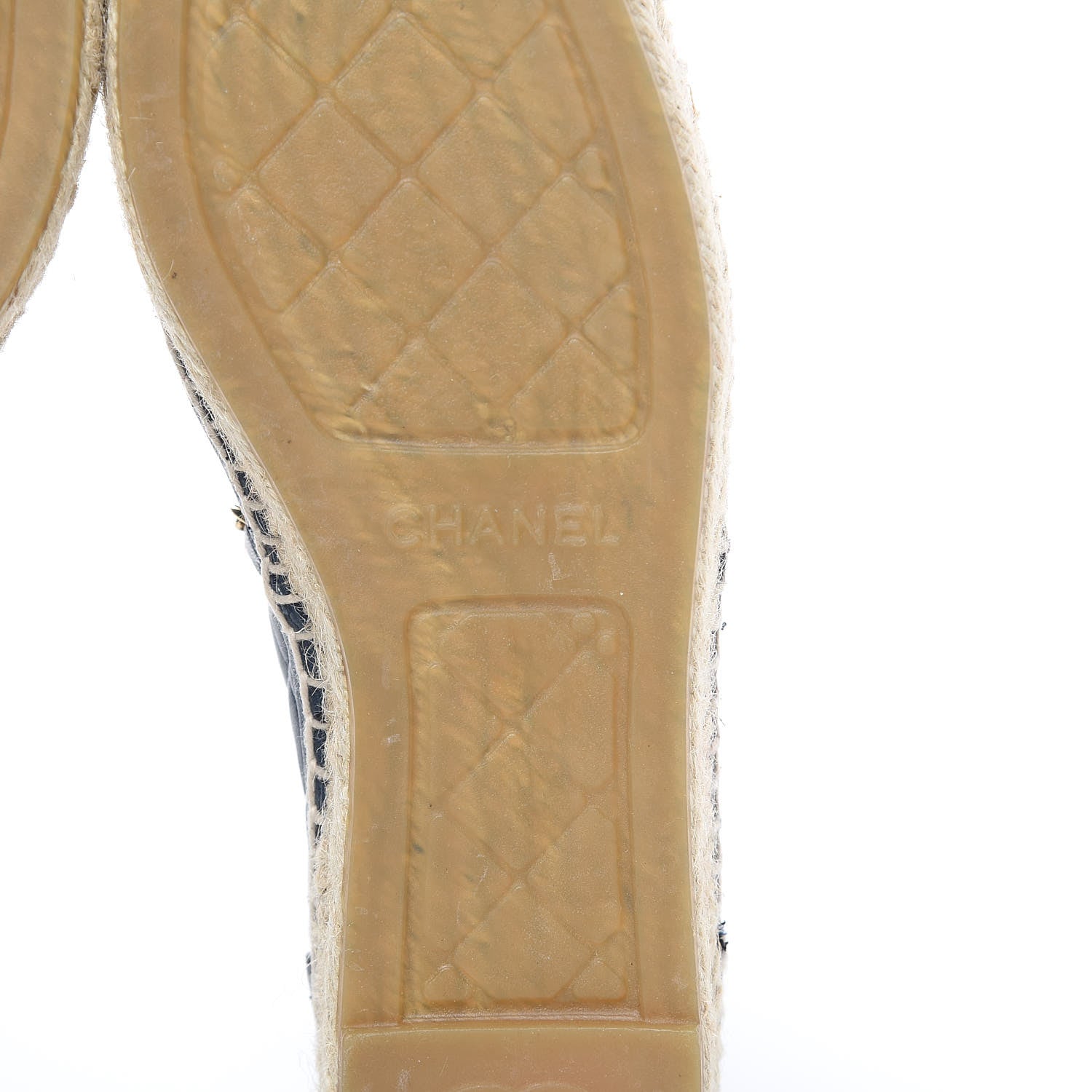 Chanel Lambskin Quilted CC Chain Espadrilles 38 Navy Black 6 of 9