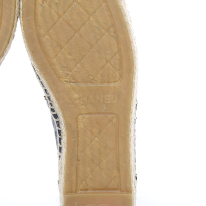 Chanel Lambskin Quilted CC Chain Espadrilles 38 Navy Black 6 of 9