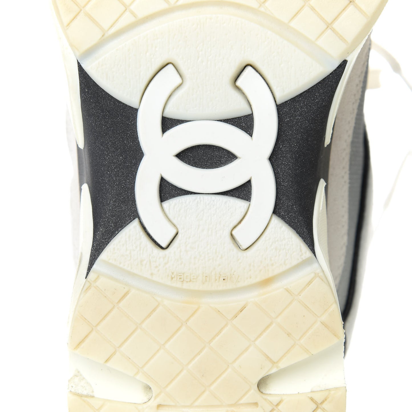 Suede Calfskin CC Sneakers 36 Black White Silver