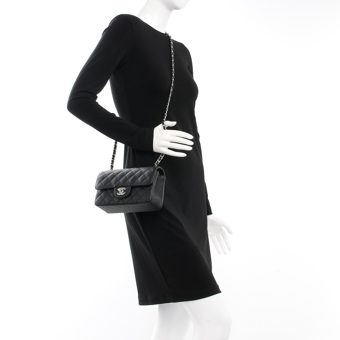 Caviar Quilted Mini Rectangular Flap Black