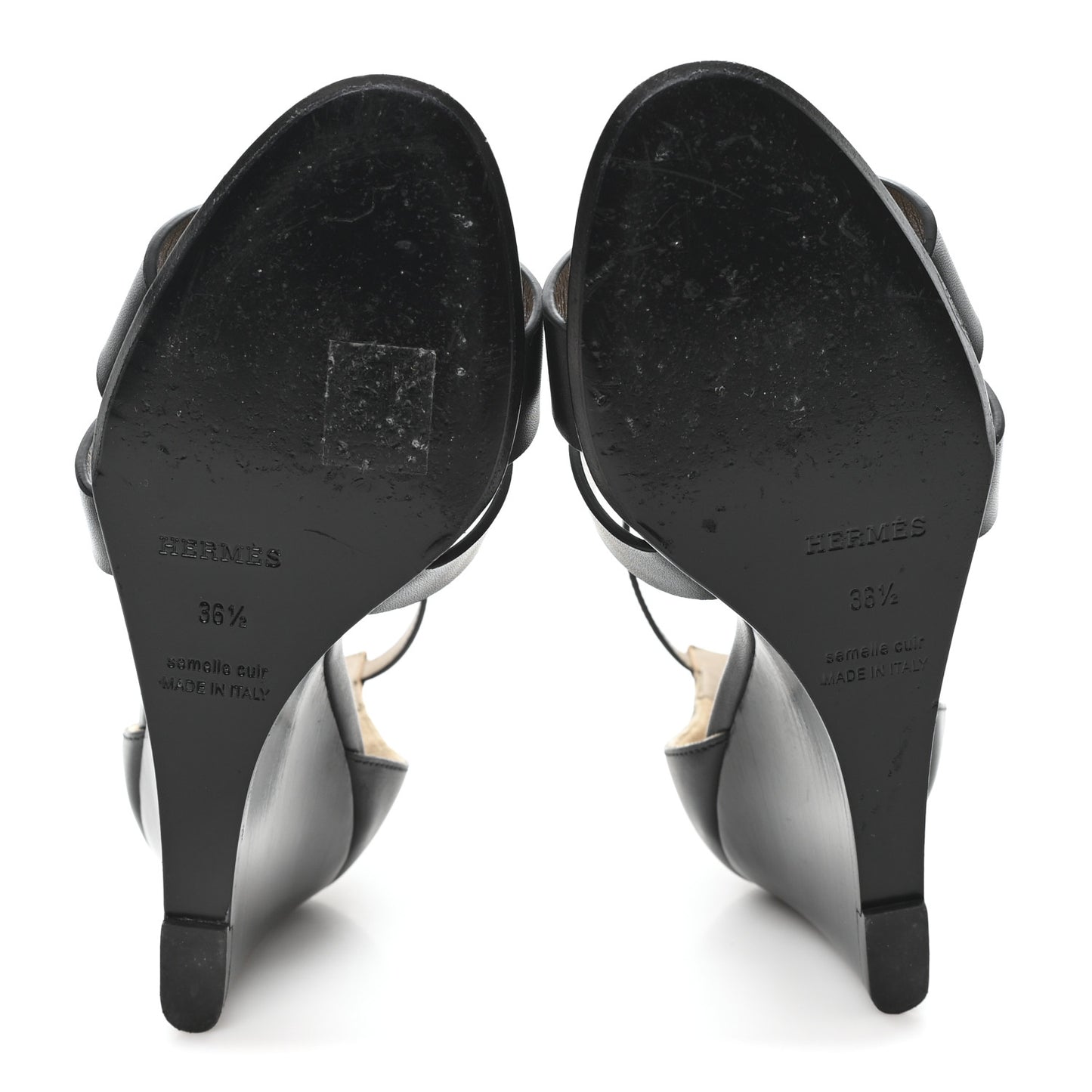 Calfskin Legend Wedge Sandals 36.5 Black