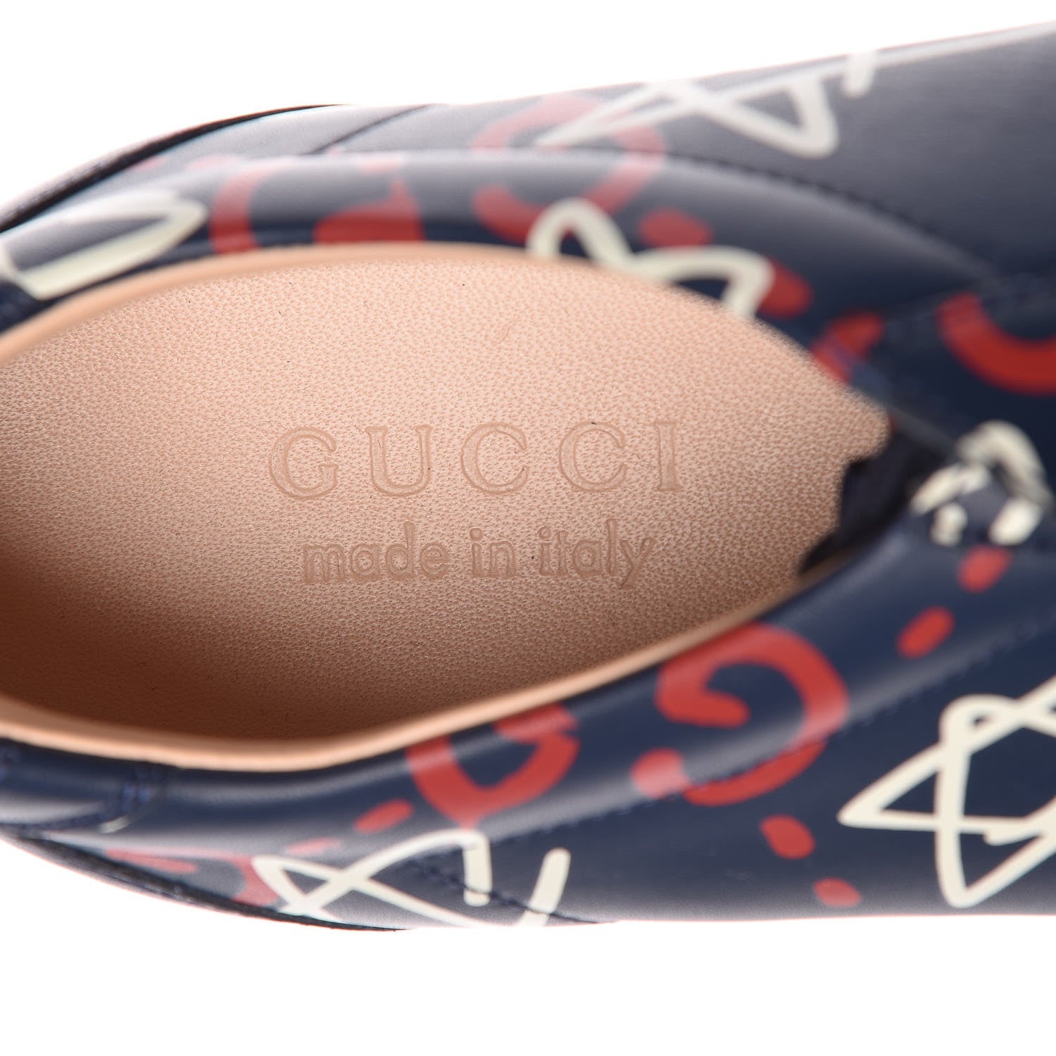 Gucci Calfskin GucciGhost Print Mens Low Top Sneakers 10 Blue Agata Hibiscus Red 8 of 8