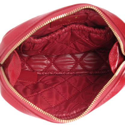 Chanel Caviar Quilted Small Curvy Pouch Cosmetic Case Dark Pink 5 of 7