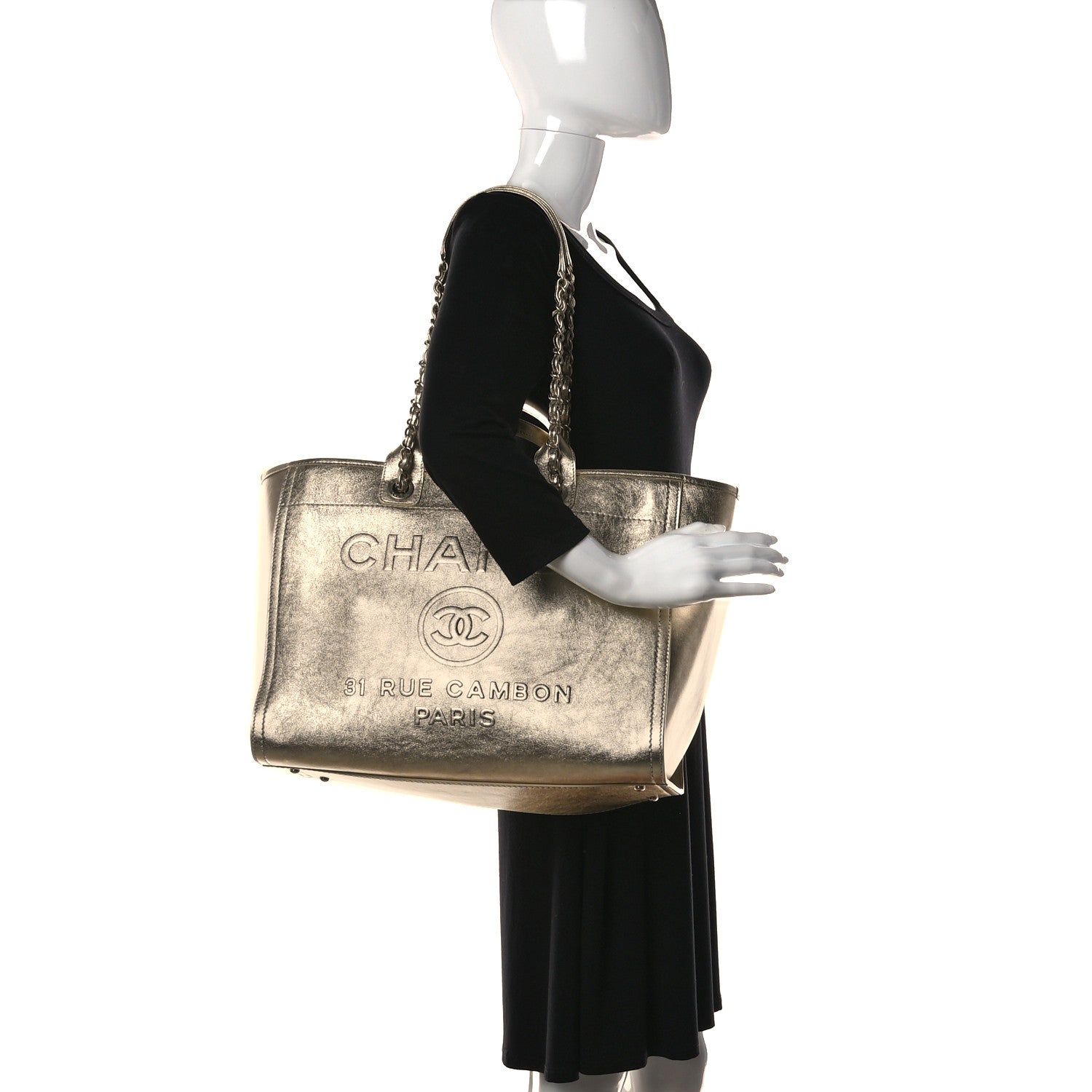 Chanel Metallic Calfskin Medium Deauville Tote Gold 3 of 13