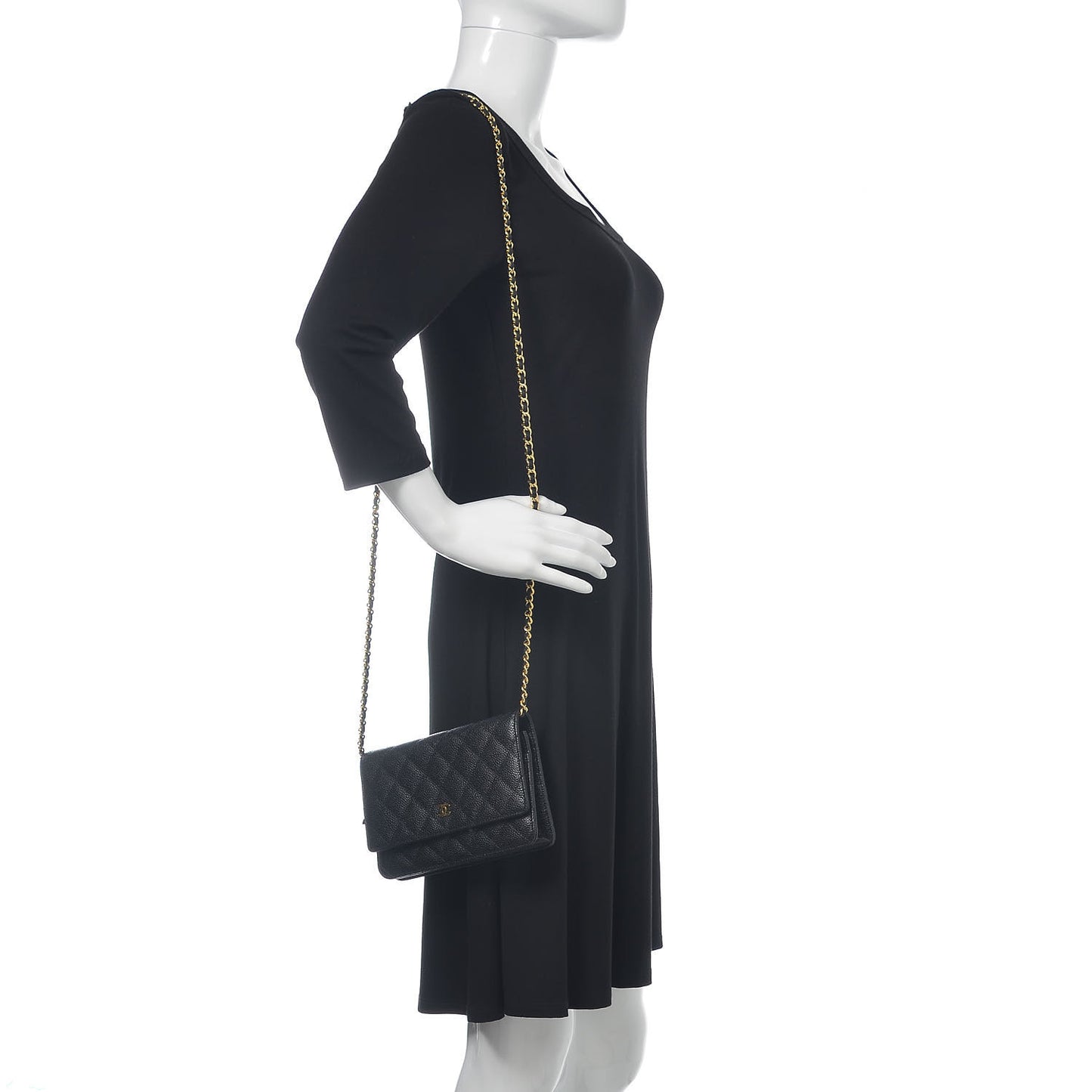 Caviar Quilted Wallet On Chain WOC Black