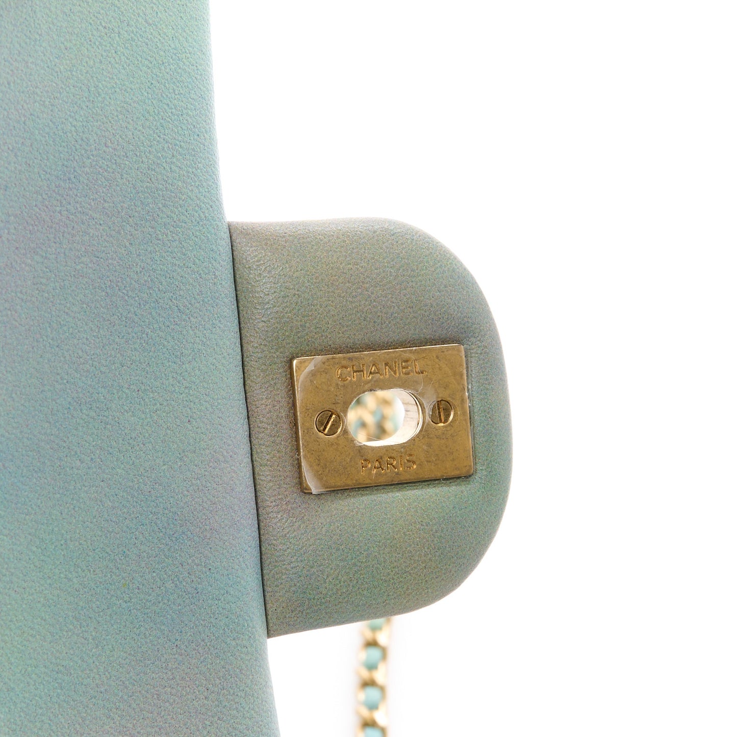 Lambskin Quilted Ombre Mini Top Handle Rectangular Flap Blue Green