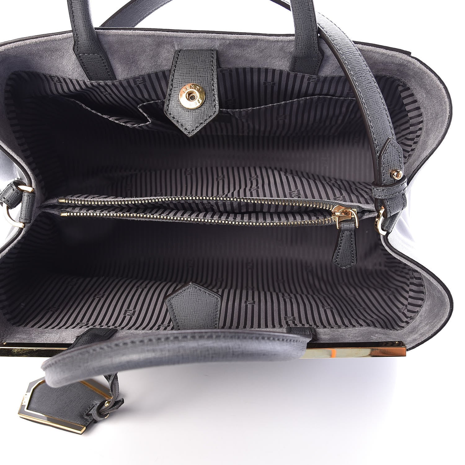 Fendi Vitello Elite Flamingo Regular 2Jours Tote Grigio Grigio Chiaro 7 of 9
