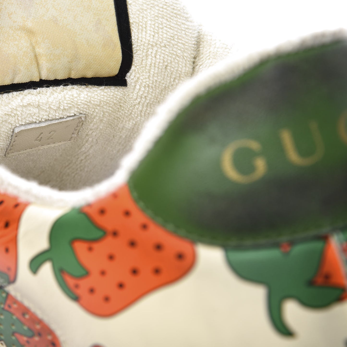 Nubuck Web Strawberry Print Womens Screener Sneakers 42 Dusty Milk White Vintage Green