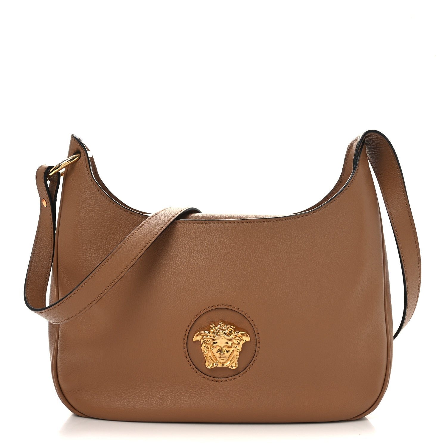 Versace Calfskin La Medusa Medium Hobo Crossbody Brown 7 of 9