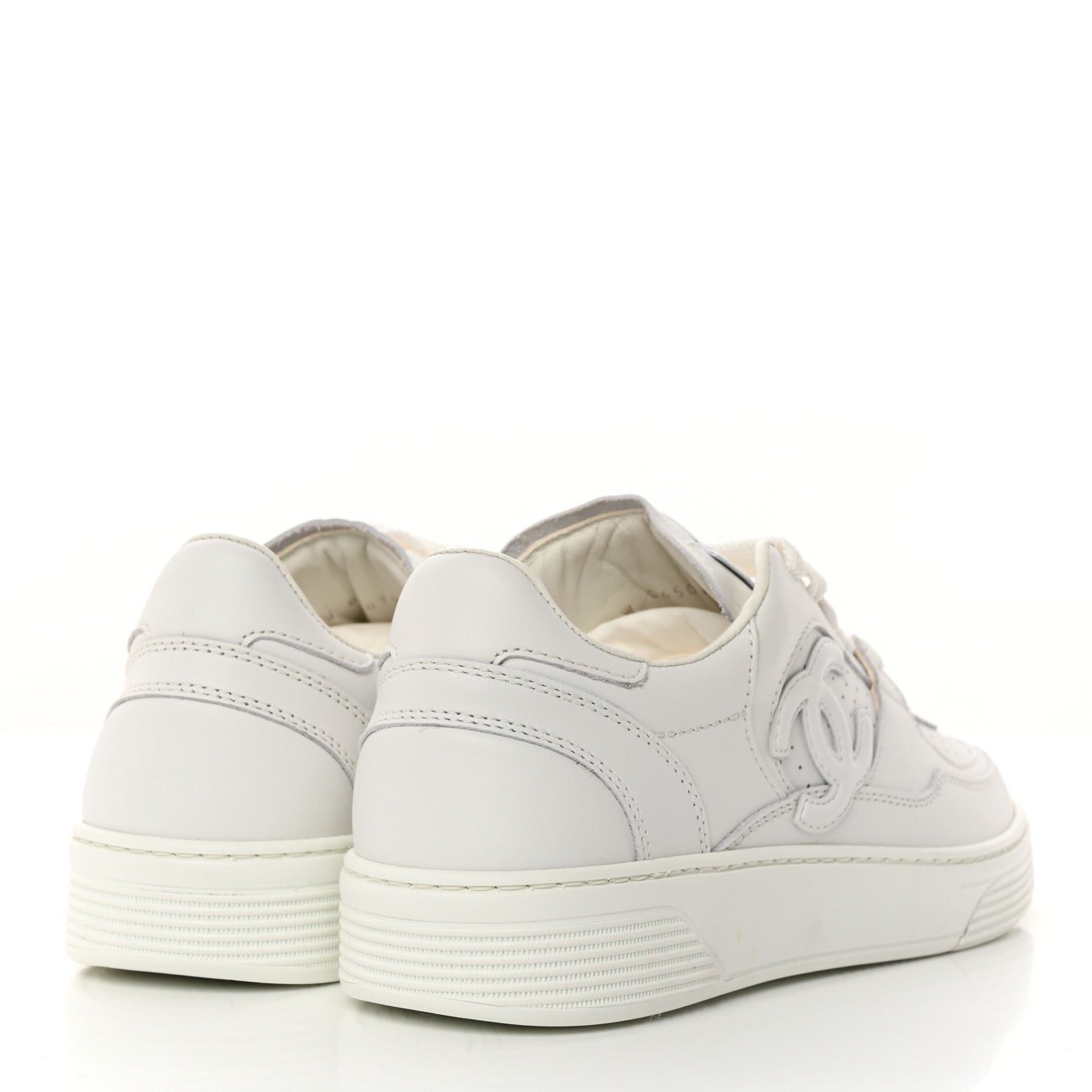 Chanel Calfskin CC Womens Sneakers 37.5 White 4 of 10