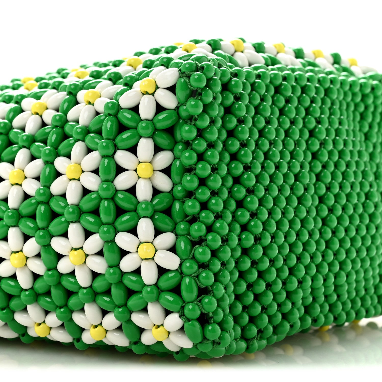 Loewe Beaded Mini Flower Drawstring Shoulder Bag Green White 8 of 9
