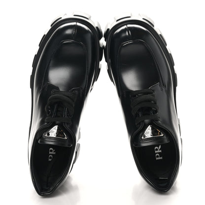 Prada Spazzolato Rois Sfumato Monolith 55mm Derby Loafers 37 Black Argento 2 of 9