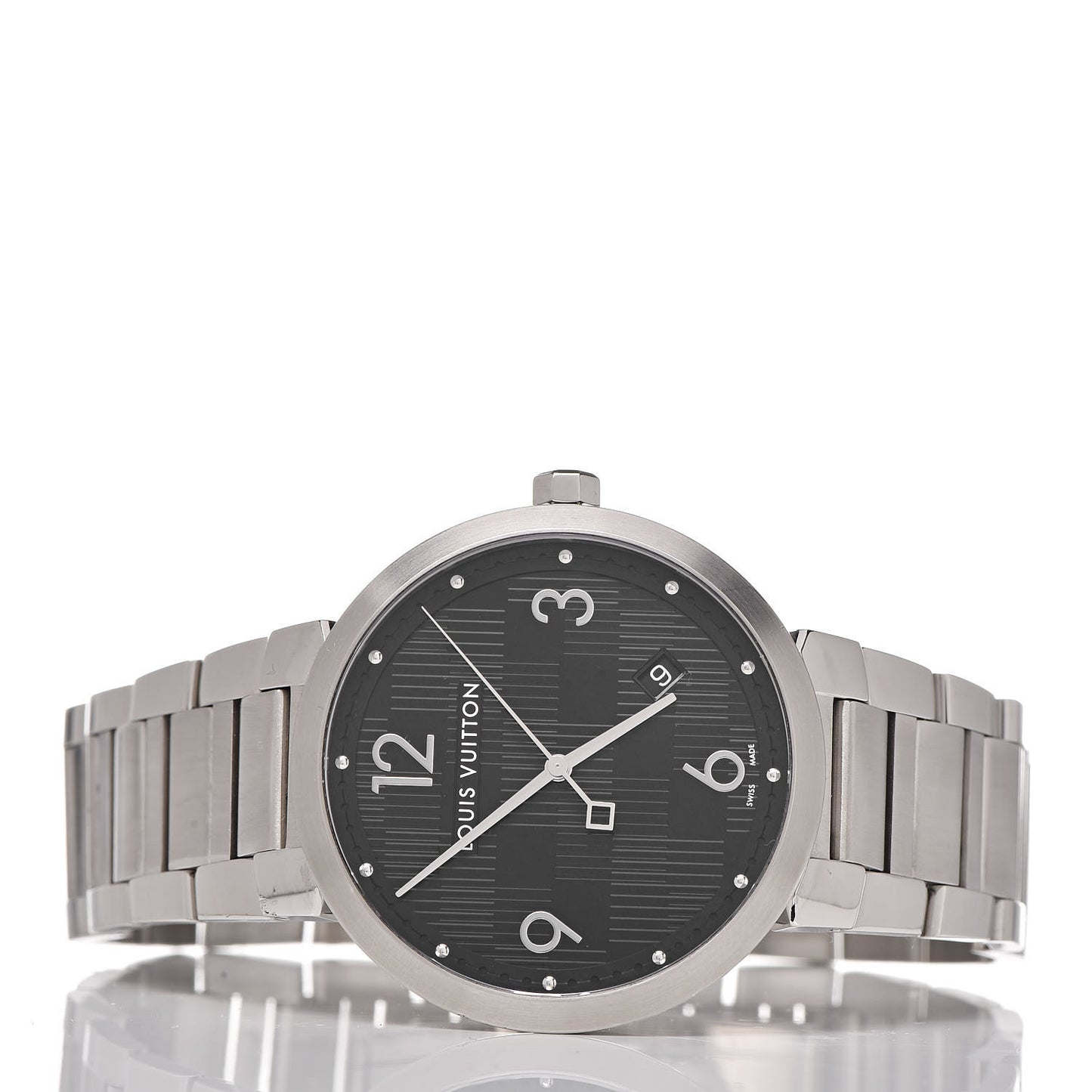 Stainless Steel 38mm Tambour Damier Quartz Watch
