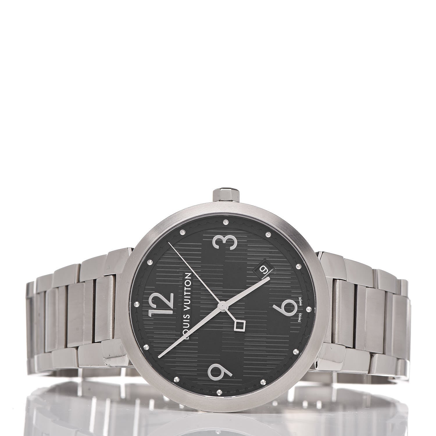 Louis Vuitton Stainless Steel 38mm Tambour Damier Quartz Watch 3 of 7