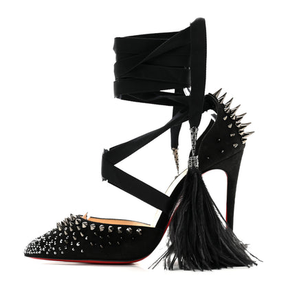 Christian Louboutin Velour Spikes Fairy 100 Pumps 37 Black 1 of 8