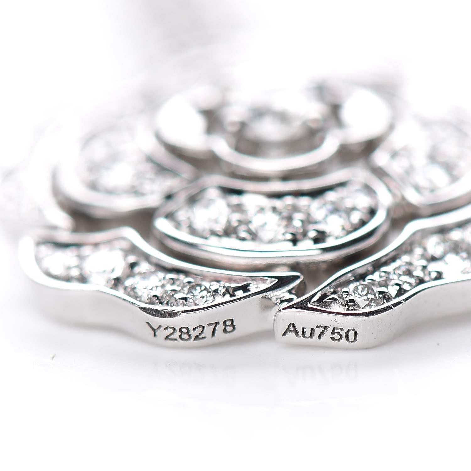 Chanel 18K White Gold Diamond Bouton de Camelia Pendant Necklace 6 of 7