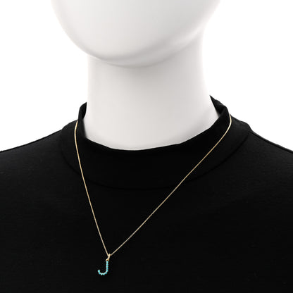 Jennifer Meyer 18K Yellow Gold Turquoise Letter J Pendant Necklace 2 of 6