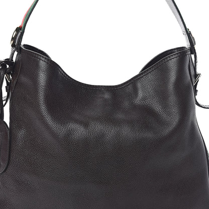 Gucci Calfskin Web Heritage Shoulder Bag Dark Brown 8 of 10