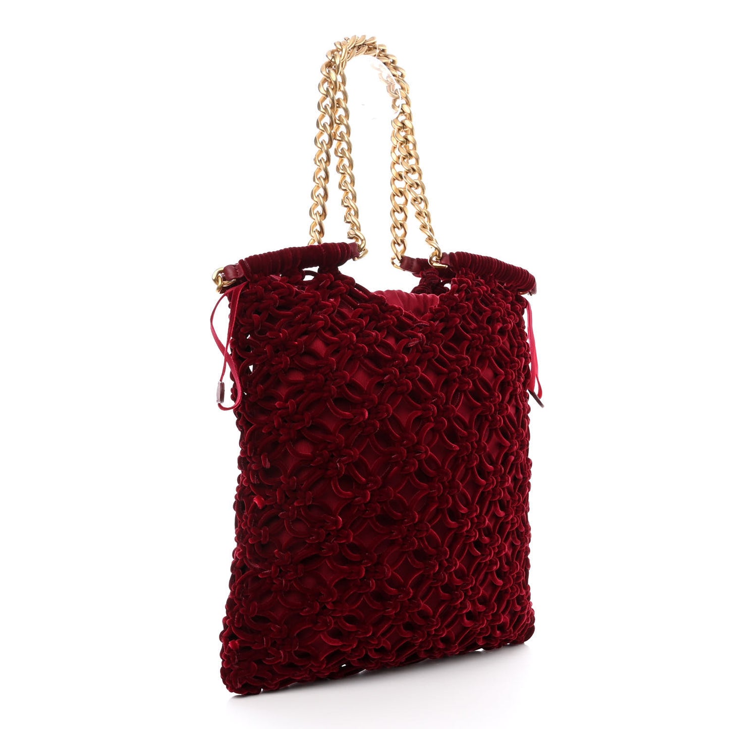Braided Velvet Metallic Lambskin Precious Net Tote