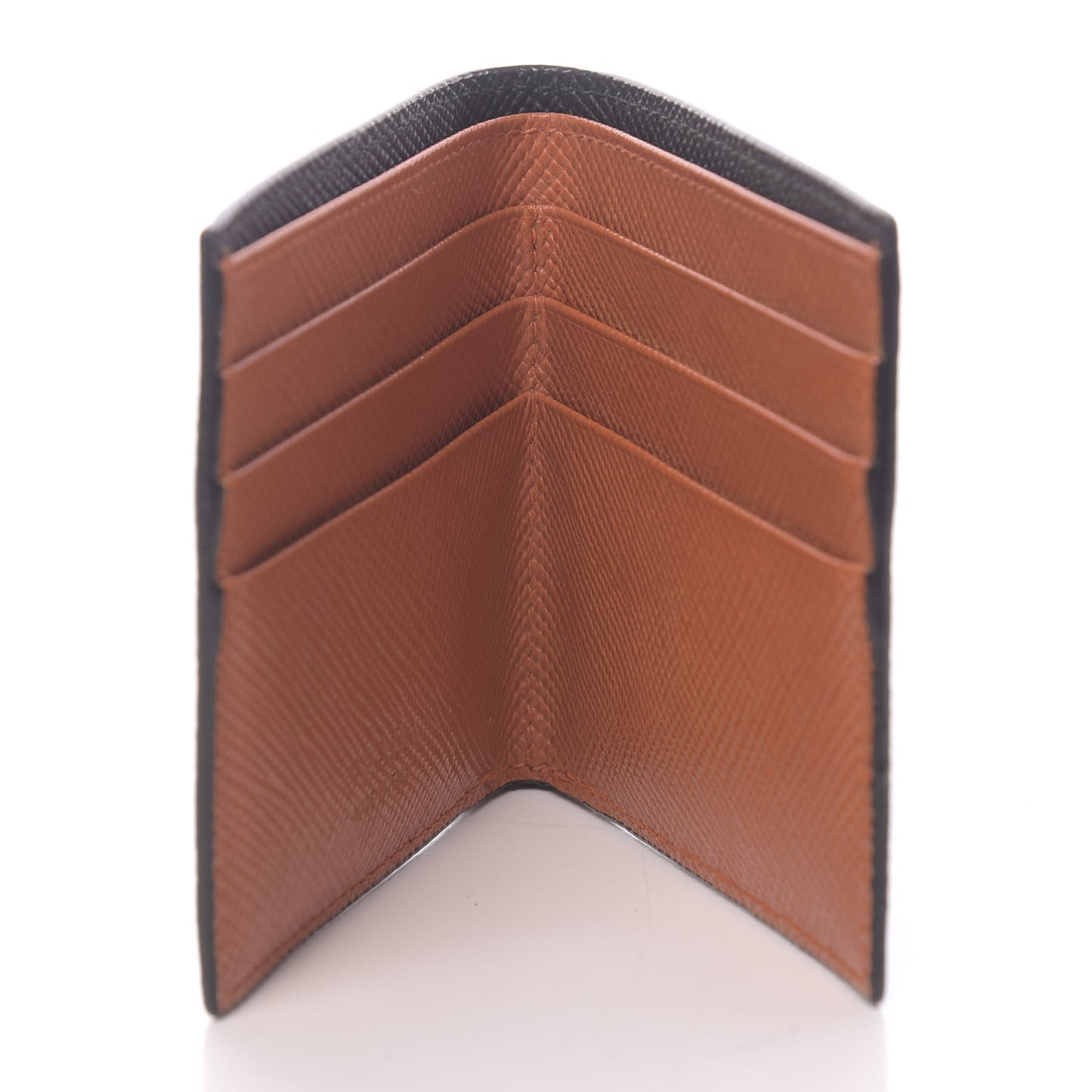 Saffiano Metal Bi-Color Bi-Fold Wallet Black Papaya