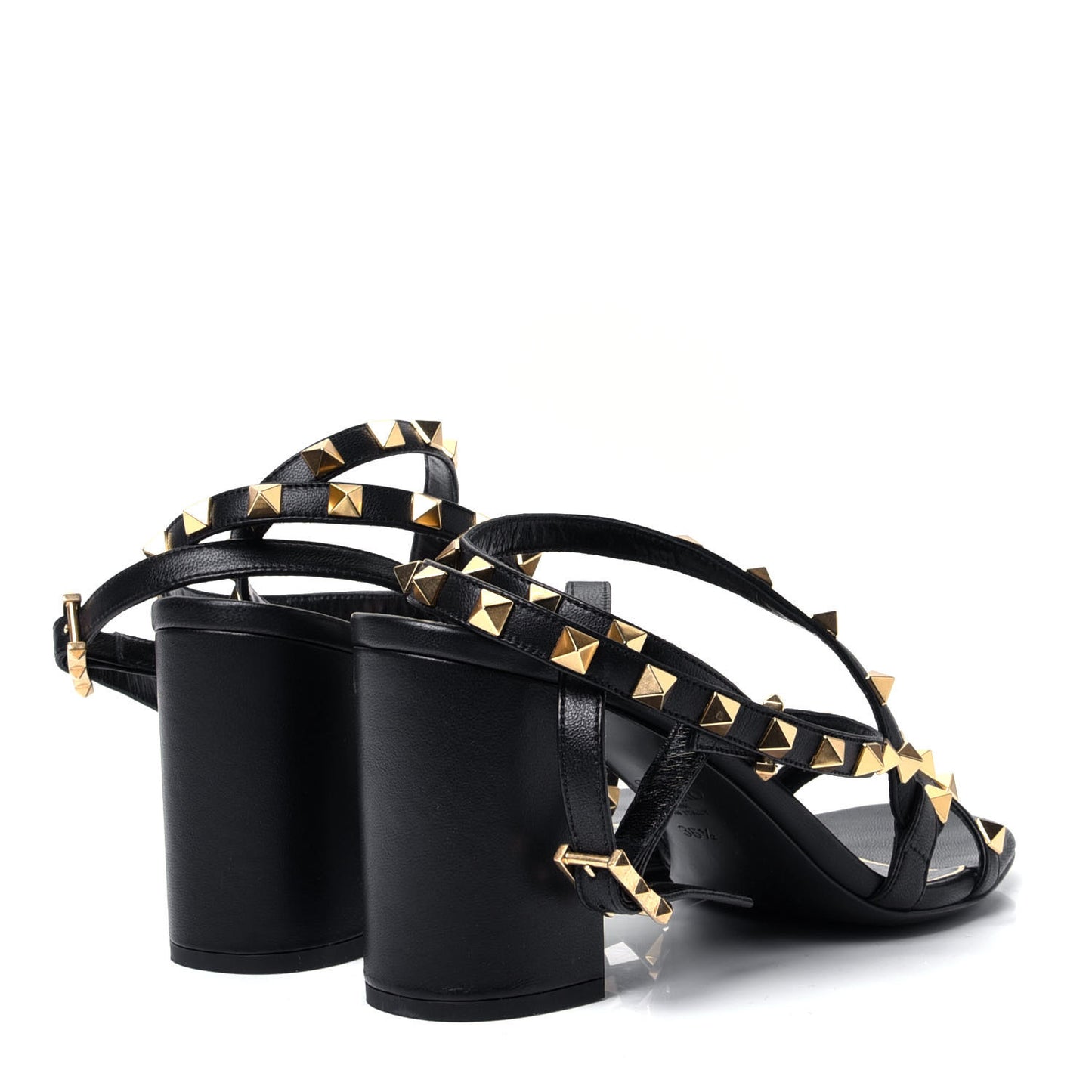 Nappa Rockstud Flair Ankle Wrap 80mm Sandals 36.5 Black