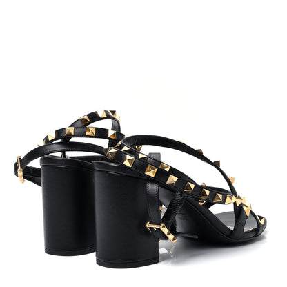Valentino Garavani Nappa Rockstud Flair Ankle Wrap 80mm Sandals 36.5 Black 3 of 7