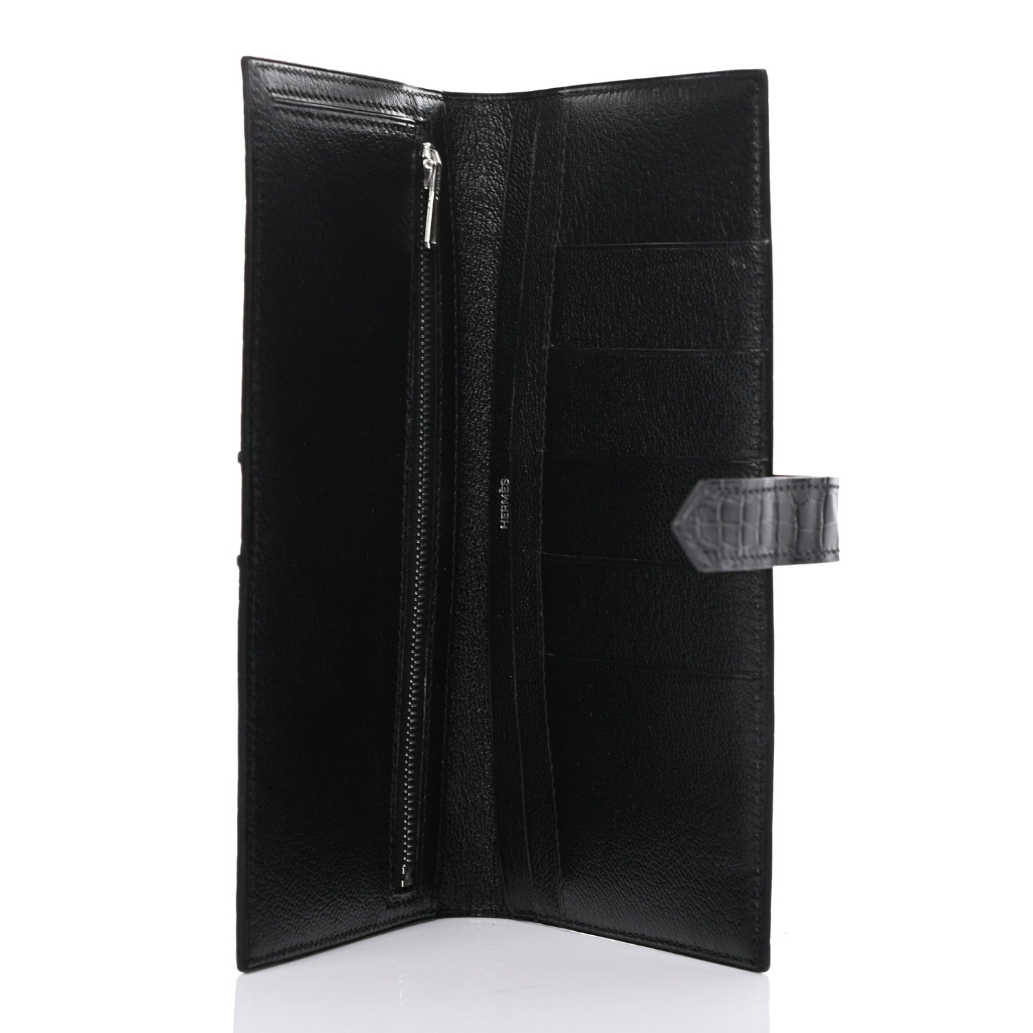 Hermes Shiny Niloticus Crocodile Bearn Wallet Black 5 of 7
